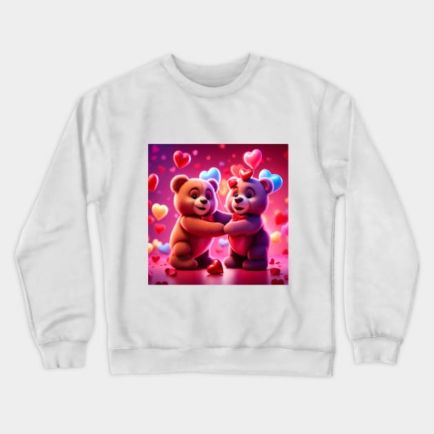 Teddy celebrating Valentines day, randome floating love hearts Crewneck Sweatshirt by Colin-Bentham